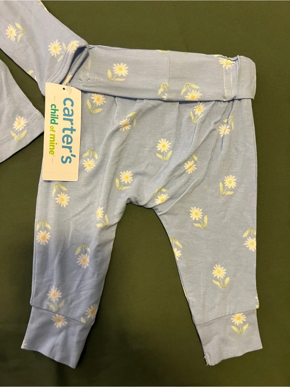 Carter's Light Blue Daisy Pajama Set Baby’s Size 0-3M